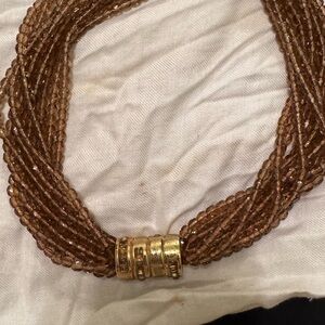 Chic Multi-Strand Brown Necklace with Gold Clasp